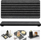 Razborci 2PCS Diatomite Quick Stone Drying Tray Mat For Bathroom & Kitchen Counter, Instant Dry Water Absorbent Drink Bar Coaster,Vanity Sink Caddy Organizer,Dish Soap Sponge Holders, Charcoal,8"x3.8"