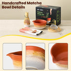 Matcha Whisk Set, Ceramic Matcha Kit Desert Style, Matcha Whisk and Bowl, Bamboo Scoop and Rest, Sifter and Tea Towel, 7 Pcs Gifts for Matcha Lover - Matte Soil