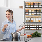 Magnetic Spice Rack for Refrigerator Seasoning Organizer for Spice Fridge Shelf storage Magnetic Shelf with Hook for Oven(6pack) (4Pack-Cut out-black)