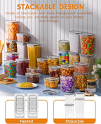 36 PCS Airtight Food Storage Containers with Lids, Kitchen Pantry Organization and Storage, BPA-Free Plastic Scale Food Canisters for Cereal, Flour, Sugar, Dry Food, Include Labels & Marker