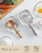 MALACASA Spoon Rest, Large Spoon Rests for Stove Top, Porcelain Spoon Holder for Kitchen Counter, Utensils Rests, Cooking Spoon Holders for Spatula Ladle Tongs, Marble Grey, Series REGULAR