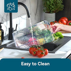 4 Piece Refrigerator Organizer Bins, Clear Fridge Organizers and Storage, Stackable with Lids, Food Storage Containers for Fruit, Vegetable, Drinks, Cereals