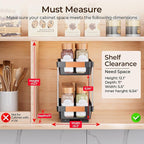 Delamu 2 Pack Pull Out Spice Rack Organizer for Cabinet, 2 Tier Slide Out Spice Organization, Vertical Spice Organizer, Cabinet Size Need:12.5'' High x 11'' Deep x 5.5'' Wide(Not for Cabinet with Lip)