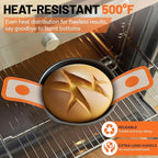 HOTEC Silicone Bread Sling for Dutch Oven - 2 Pack Non-Stick Baking Mat with Long Handle Easy to Transfer Sourdough Bread, Reusable Heat Resistant to 500°F/260°C Dutch Oven Liners Baking Supplies