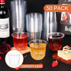 KesaPlan 50 Pcs Disposable Stemless Glasses 12oz Crystal Plastic Wine Glasses Clear Classic Cup for Meeting Weddings Birthdays Cocktail Christmas Party Supplies