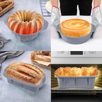 28 PCS Nonstick Silicone Baking Pans Set,With Baking Pan Cake Molds,Fluted Pans,Donut Pan,Muffin Pan,Nonstick Cake Pan Reusable Tube Oven Baking Mold for Muffin, Cake, Bread(Light Grey)