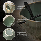 Ramen Bowl with Chopsticks and Spoons Set, 7 Inch Ceramic Noodle Bowl Set of 2, Dishwasher Safe for Pho Udon Soba Noodle Salad Pasta, Special Reactive Glazed Green Bowls Set