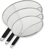 BergKoch Splatter Screen for Frying Pan - 9.5/11.5/13 Inch Stainless Steel Grease Splatter Guard (Set of 3) - Cover Oil Splash when Sizzling Bacon, Cooking Fried Chicken or Popcorn