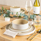 AmorArc Ceramic Dinnerware Sets, Handmade Reactive Glaze Stoneware Plates and Bowls Sets,Highly Chip and Crack Resistant | Dishwasher & Microwave Safe Dishes Set, Service for 6 (18pc)