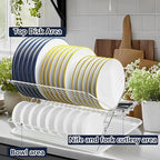 Stainless Steel Dish Drying Rack,Collapsible Dish Racks 2 Tier Foldable Dish Drainers for Large Capacity Wire Expandable