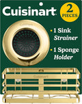 Cuisinart 2 Piece Sink Set – Sink Drain Strainer with Stainless Steel Rim & Silicone Mesh Base & Sponge Holder for Kitchen Sink, Metal Caddy with Triple Suction Cups, Daily Kitchen Essentials