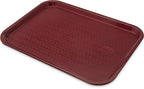 Carlisle FoodService Products Fast Food Cafeteria Tray 12" x 16", Durable Polypropylene Food Tray with Slip-Resistant Surface, Stackable for Cafes and Schools, BPA-Free, Burgundy (Pack of 24)