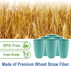 Wheat Straw Cup 20 OZ Large Drinking Glasses | Set of 6 Alternatives to Plastic Cups Reusable Unbreakable Drinking Cup Microwave and Dishwasher Safe Cups | Kitchen Water Glasses - Gree