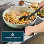 Circulon Halo with LaserDefense Ceramic Nonstick Frying Pan with Helper Handle and Lid, Made Without PFAS, Compatible with All Stovetops, Dishwasher and Oven Safe, 12 Inch Skillet - Sage