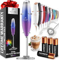 Zulay Kitchen Powerful Milk Frother Wand With 4 AA Duracell Batteries - Ultra Fast Handheld Drink Mixer - Electric Whisk Foam Maker for Coffee, Lattes, Cappuccino, Matcha & Creamer