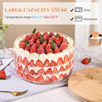 LOVYANXUE 9 inch Large Salad and Trifle Bowl Glass with Lid, 155 oz Versatile Mixing and Serving Dish for Fruit, Laying Ice Cream, Cake, Cupcake, Baking, and Dessert, Microwave Safe