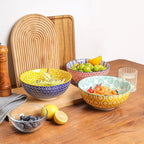 Selamica Ceramic Large Salad Bowls Set, 53 OZ Pho Bowls 8 Inch Soup Bowls for Kitchen, Large Serving Bowls for Ramen Pasta Fruit Dinner, Stackable & Sturdy, Set of 3, Assorted Colors