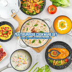 Induction Cookware Nonstick, BEZIA Pots and Pans Set for Induction Cooktop, Compatible with All Stoves, Dishwasher Safe Kitchen Cooking Pan Set with Frying Pans, Saucepans & Stockpot, 10-Piece (Grey)