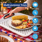Food Trays for Eating on Couch - 2 Pack - Non Slip Dinner Trays for Eating Set of 2 Non Slip Serving Tray and Food Tray with Handles (Black)