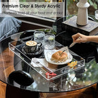 Acrylic Serving Tray with Handles, Extra Large Rectangular Tray for Serving Food, Drinks, Snacks and Appetizer, Outdoor Lucite & Coffee Table Trays, Acrylic Makeup Organizer 12" × 20"