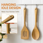 Wooden Serving Spoon and Spatula, Acacia Solid & Slotted Turner Spatula Set
