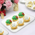 3 Pack Silver Plastic Serving Trays for Party - Silver Rim Serving Tray 8 x 11 Inch - Heavy Duty Dessert Trays for Food - Rectangular Party Serving Trays for Entertaining