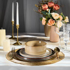 E-far 12-Piece Plates and Bowls Sets, Stoneware Dinnerware Dishes Sets for 4, Kitchen Modern Dining Dishware, Chip & Scratch Resistant, Microwave & Dishwasher Safe, Multicolor