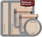 Silicone Baking Mat - Sopito Platinum Silicone - Non-Stick, Food Safe, Reusable Baking Sheet Liner, 5Pcs Set for Half Sheet Size Tray & Quarter Size Tray and 9'' Pizza pan, Grey