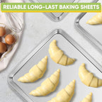 TeamFar Stainless Steel Baking Sheet, 20’’ x 14’’ Large Baking Sheet Pan Bakeware Set Cookie Sheets for Baking, Roasting, Cooking, Non Toxic, Mirror Finish & Dishwasher Safe