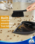 MR.SIGA Dustpan and Brush Set, Portable Cleaning Brush and Dustpan Combo with Bamboo Handle, Black, 1 Set