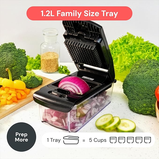 Fullstar The Original Pro Chopper - Vegetable Chopper and Mandoline Slicer, Food Chopper with Container, Fruit Cutter, Veggie Slicer, Kitchen Gadgets & Gifts, Home Essentials (6 in 1, Black)