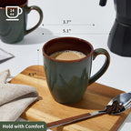 Pokini Coffee Mug 14 oz, Ceramic Coffee Mugs Set of 4, Reactive Glaze Mug for Latte/Tea/Cappuccino, Large Stackable Mug Set for Men, Women, Dad, Mom, Dishwasher & Microwave Safe, Brown Green