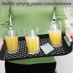 ECOIOU Larger Nonslip Food Serving Tray, 17.9'' x 12'' Grippy Handles Surface Bottom Design, Perfect Trays for Eating, Lap, TV, Couch, Black, Set of 2