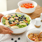 HASENSE Ceramic Mixing Bowls, Large Serving Salad Pasta Bowls Set, 2.1/1.0/0.5 Qt for Entertaining, White Nesting Batter Bowls for Prepping Baking, Dishwasher Microwave Safe, Set of 3