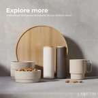 Stackable Coffee Mug Set with Black Stand - 4x8oz Ceramic Mugs with Unique Sprinkled Optics - Powder Coated Metal Rack - Dishwasher-Safe - Microwave & Oven - Scandinavian Minimal Design