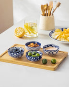 vancasso 2.7 Oz Ceramic Mini Dipping Bowls Set of 6, 3 Inch Small Dip Bowls for Sauce, Soy Sauce, Sushi, Condiments & Side Dishes, Chinoiserie Floral Style, Microwave & Dishwasher Safe, SELENE Series