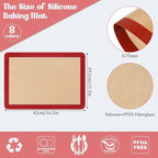 Nuanchu 8 Pieces Silicone Baking Mat Non-stick Silicone Baking Half Sheet 16.5'' x 11.6'' Silicones Cookie Sheet Easy Clean Oven Cookie Liner for Oven Making, Macaroon, Bread Pastry(Red)