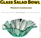 2 Piece Glass Salad Bowl Set - 7.3" Decorative Serving Bowls, 17 OZ (500ml) Multipurpose Bowls for Fruits, Veggies, Snacks, Candies, Desserts, Family Dinners & Parties (Green, medium size)