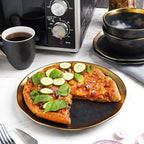 Stone Lain Florian Modern Porcelain Dish Set, 32-Piece Dishes for 8, Gold and Black