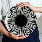Black and White Striped Ceramic Plates Set of 6-10 Inch Zebra Pattern Dinner Plates Set, Minimalist Porcelain Dish Set, Microwave, Oven & Dishwasher Safe