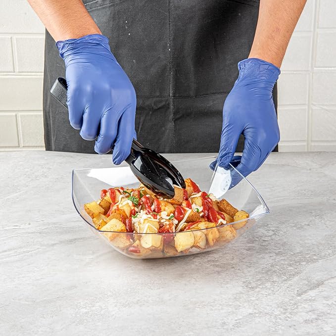 Restaurantware Moderna 64 Ounce Fancy Plastic Bowls 10 Square Disposable Salad Bowls - Durable Heavy-duty Clear Plastic Bowls For Warm And Cold Foods