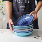 KitchenTour Ceramic Pasta Bowls - Large Salad Bowls Porcelain Serving Bowl Set 26 Ounce - 8 Inch Soup Bowl - Dishwasher and Microwave Safe - Set of 6, Assorted Cool Colors