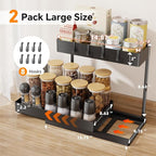 Simple Trending 2 Tier Under Sink Organizers and Storage, Multi-Purpose Pull Out Bathroom Cabinet Organizer, Stackable Kitchen Pantry Organization, Black, 2 Pack