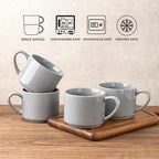 GBhome 14 OZ Coffee Mugs Set of 6, Stackable Ceramic Mugs for Men, Women, Modern Coffee Mugs for Latte,Cappuccino,Hot Cocoa. Dishwasher & Microwave Safe, Gray