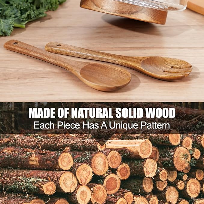 NiHome Glass Salad Bowl with Acacia Wood Salad Tongs, Large Capacity Design with Enhanced Stability, Versatile Serving Dish for Salads, Fruits, Ideal for Gatherings & Daily Family Dining