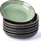 LERATIO Large Pasta Bowls,38oz Ceramic Pasta Bowls,9.0" Reactive Glaze Pasta Bowl Set of 6,Microwave & Dishwasher,Oven Safe,Wide Serving Bowls for Salad,Pasta,Fruit,Scratch Resistant-Light Blue