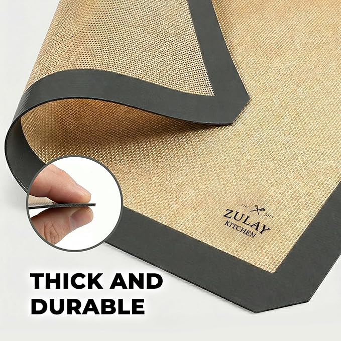 Zulay Kitchen Silicone Baking Mat Set – 2-Pack 16.5″ × 11.6″ Reusable Non-Stick Silicone Baking Sheets, Food-Safe, Heat-Resistant up to 250°F – Perfect for Cookies, Pastries & Oven Use (Dark Gray)