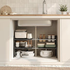 NETEL Under Sink Organizers and Storage, 2 Tier Expandable Under Cabinet Organizer Shelf with 2 Baskets and 6 Panels, Expandable Shelf for Cupboard, Kitchen, Bathroom, Shoe Storage Rack