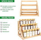 Spice Rack, Spice Organizer -3 Tier Bamboo Spice Racks, Solution for Spice Storage in Kitchens, Countertops，Storage Rooms and Other Places