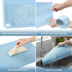 Silicone Baking Mat 24x16 Inches | Extra Thick Dough Rolling Mat with Measurements and Edge Heightening | Non-Stick Food Grade Pastry Mat for Pastry, Bread, Cookies, Pizza, Fondant & Pasta
